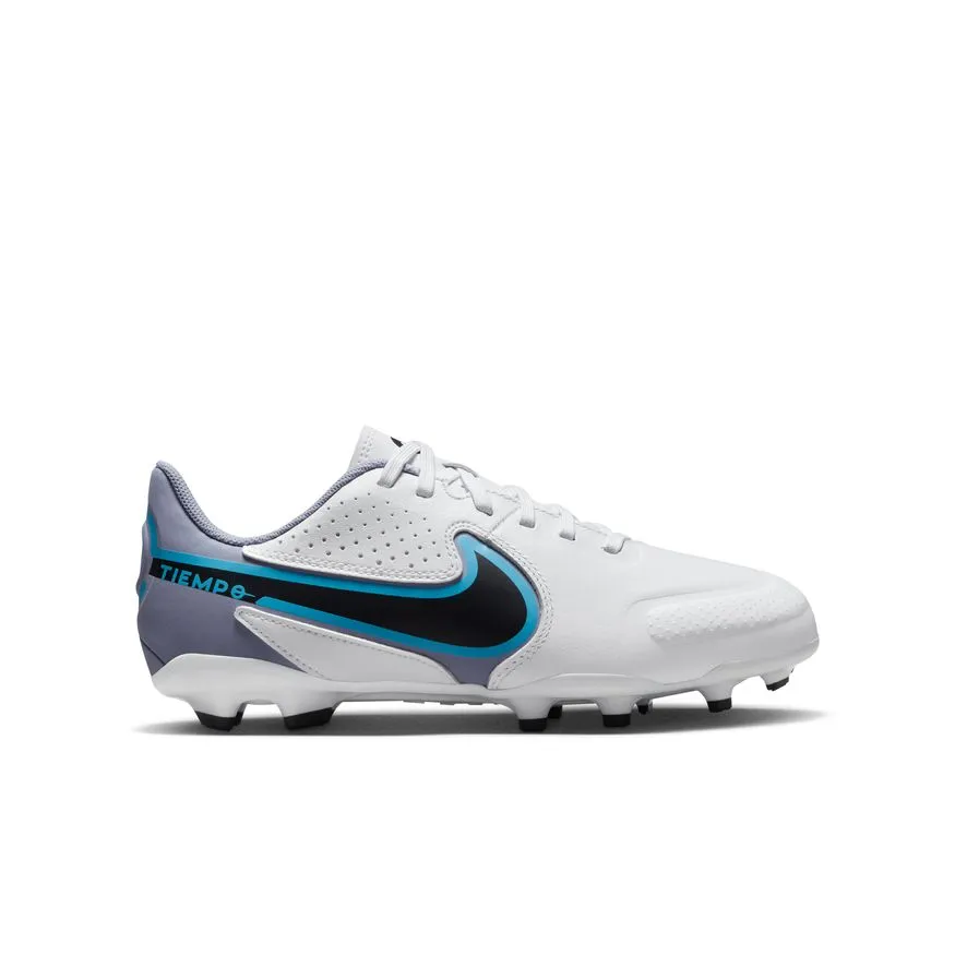 Nike Jr. Tiempo Legend 9 Academy MG-WHITE/BLACK-BALTIC BLUE-PINK BLAST