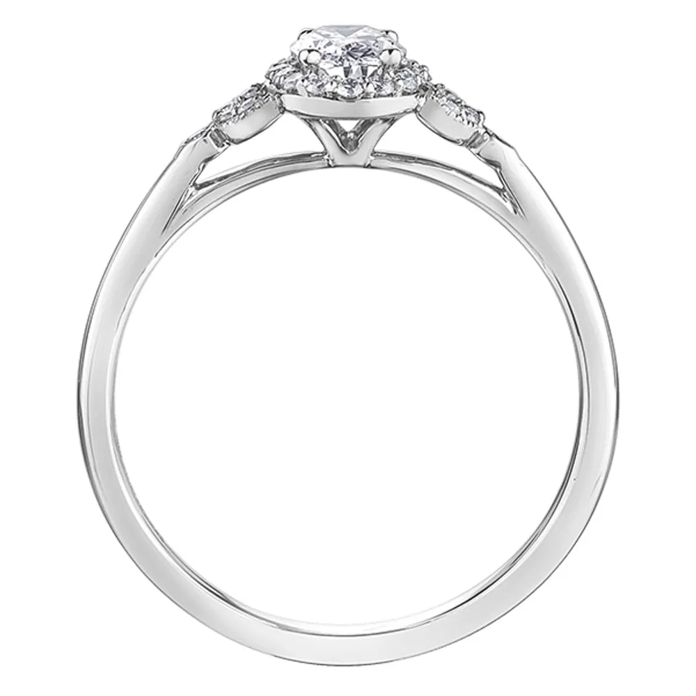 Oval Canadian Diamond Ring with Leaf Detailing