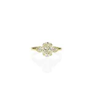 Oval Diamond Ring with Pear Diamonds on Shoulder