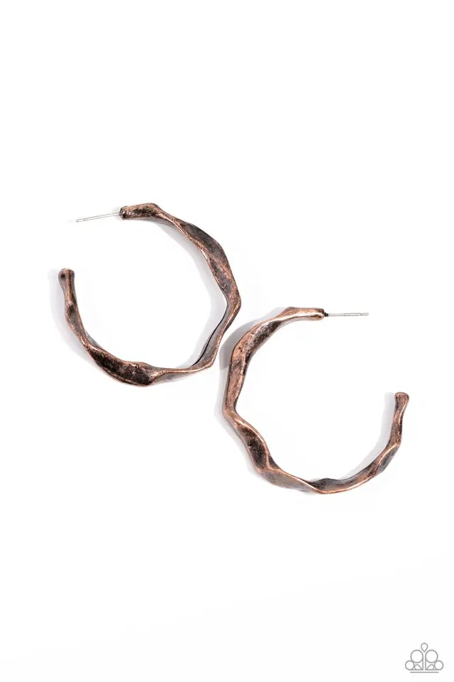 Paparazzi Earring ~ Coveted Curves - Copper