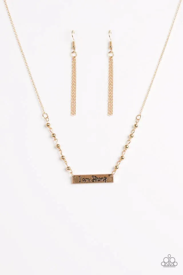 Paparazzi Necklace ~ I Am Strong - Gold