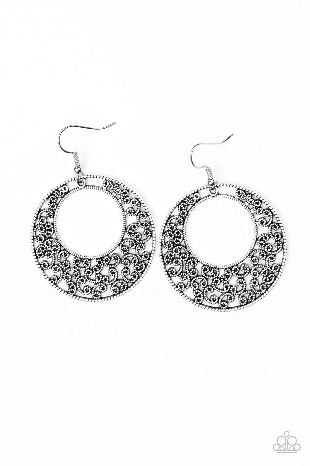 Paparazzi Wistfully Winchester Silver Earrings