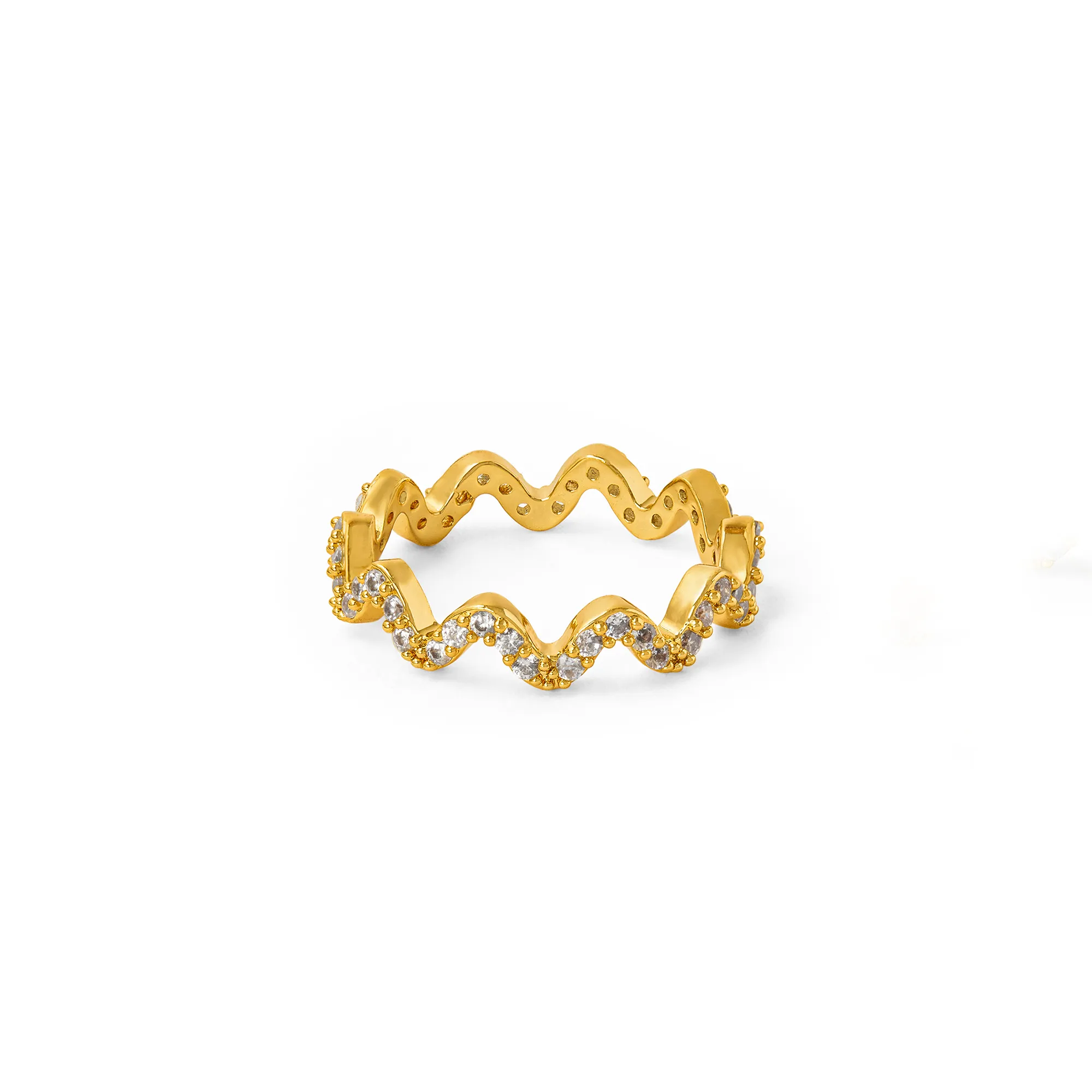 Pave Wave Ring - Gold