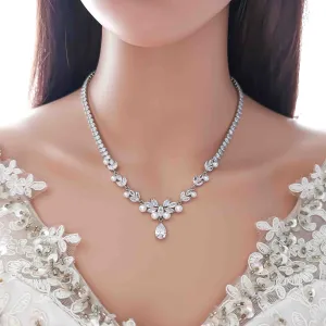 Pearl Wedding Jewelry Set of Necklace and Earrings-Jenna