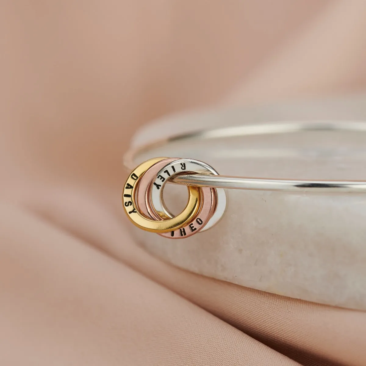 Personalised Mixed Gold Russian Ring Bangle