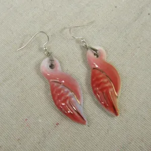 Pink & White Ceramic Earrings Handcrafted Jewelry