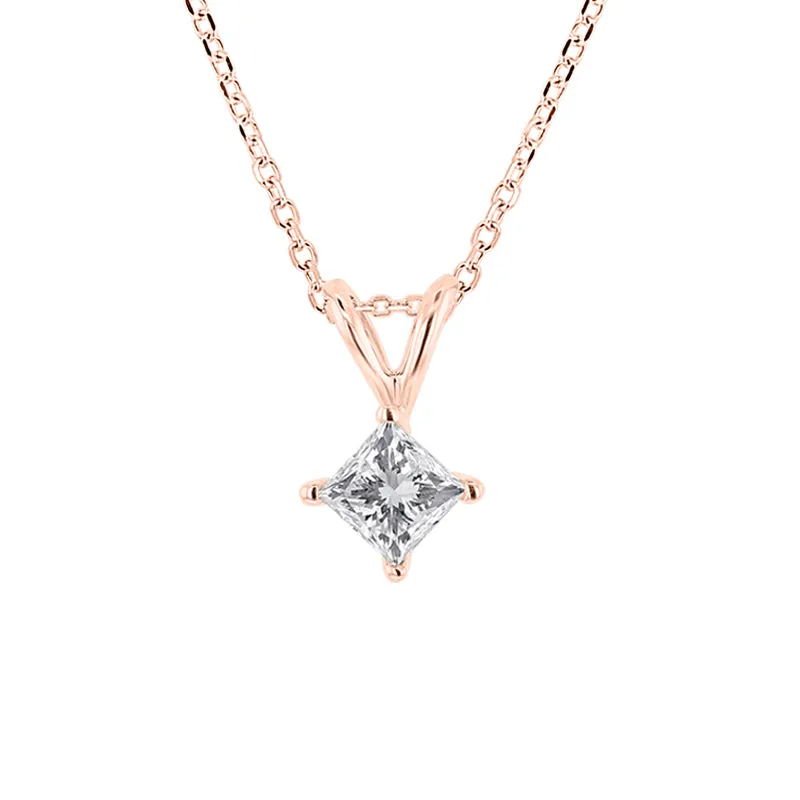 Princess Solitaire Diamond Necklace 1/2ct