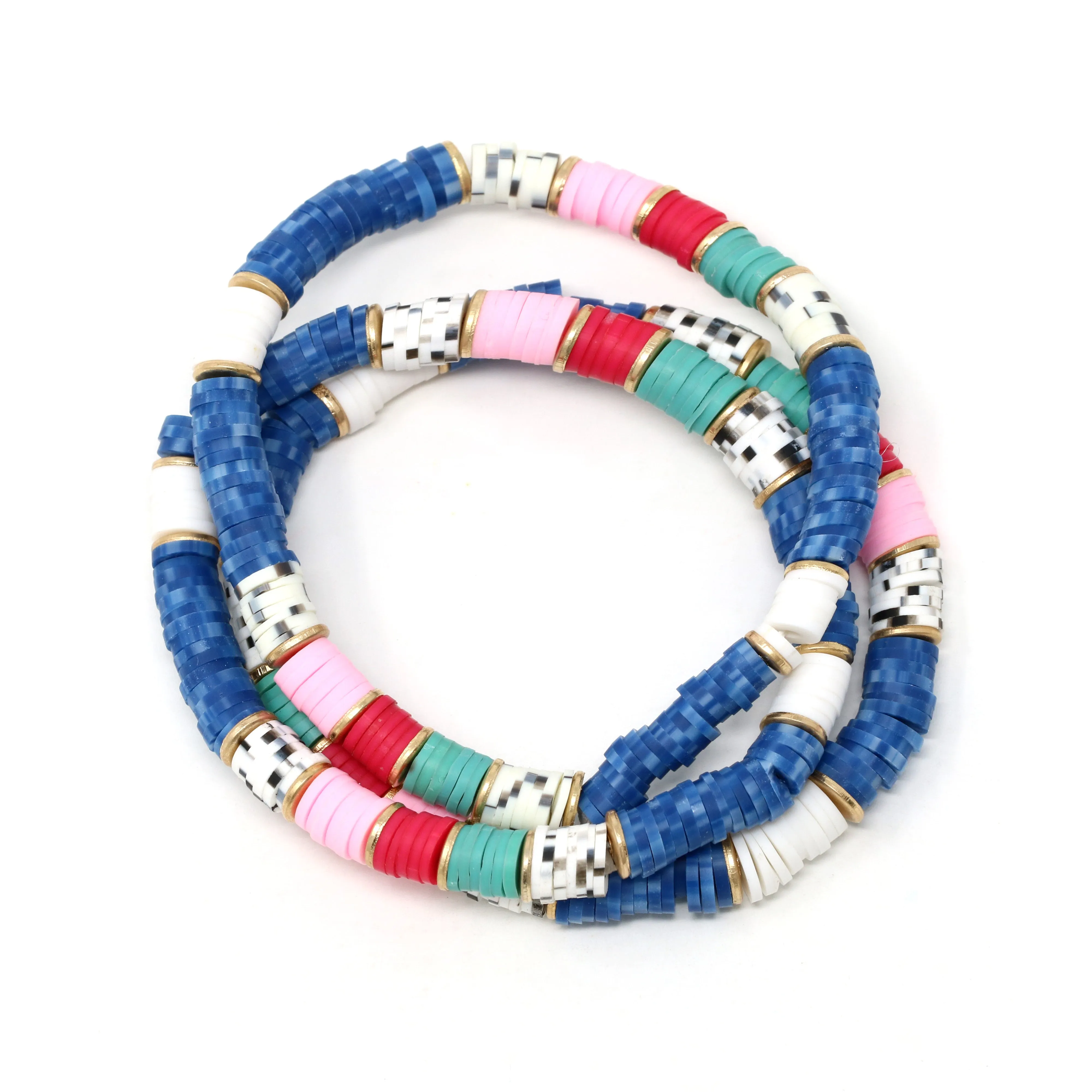 Rubber Bead Stackable Set of 3 Bracelets