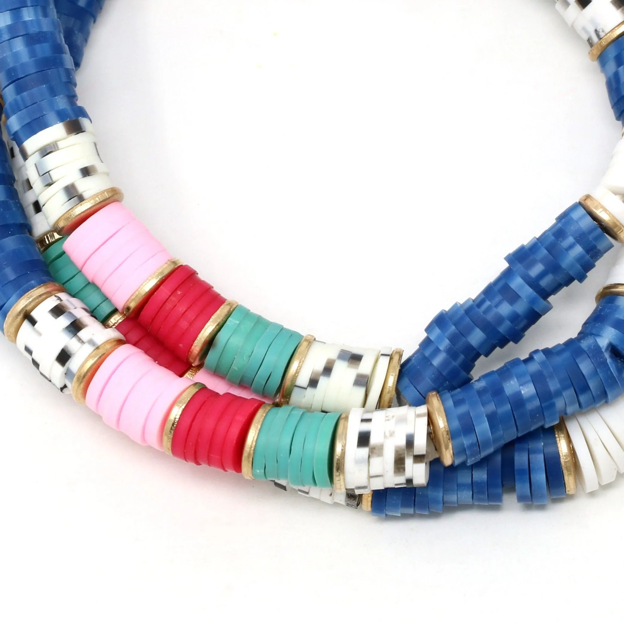 Rubber Bead Stackable Set of 3 Bracelets