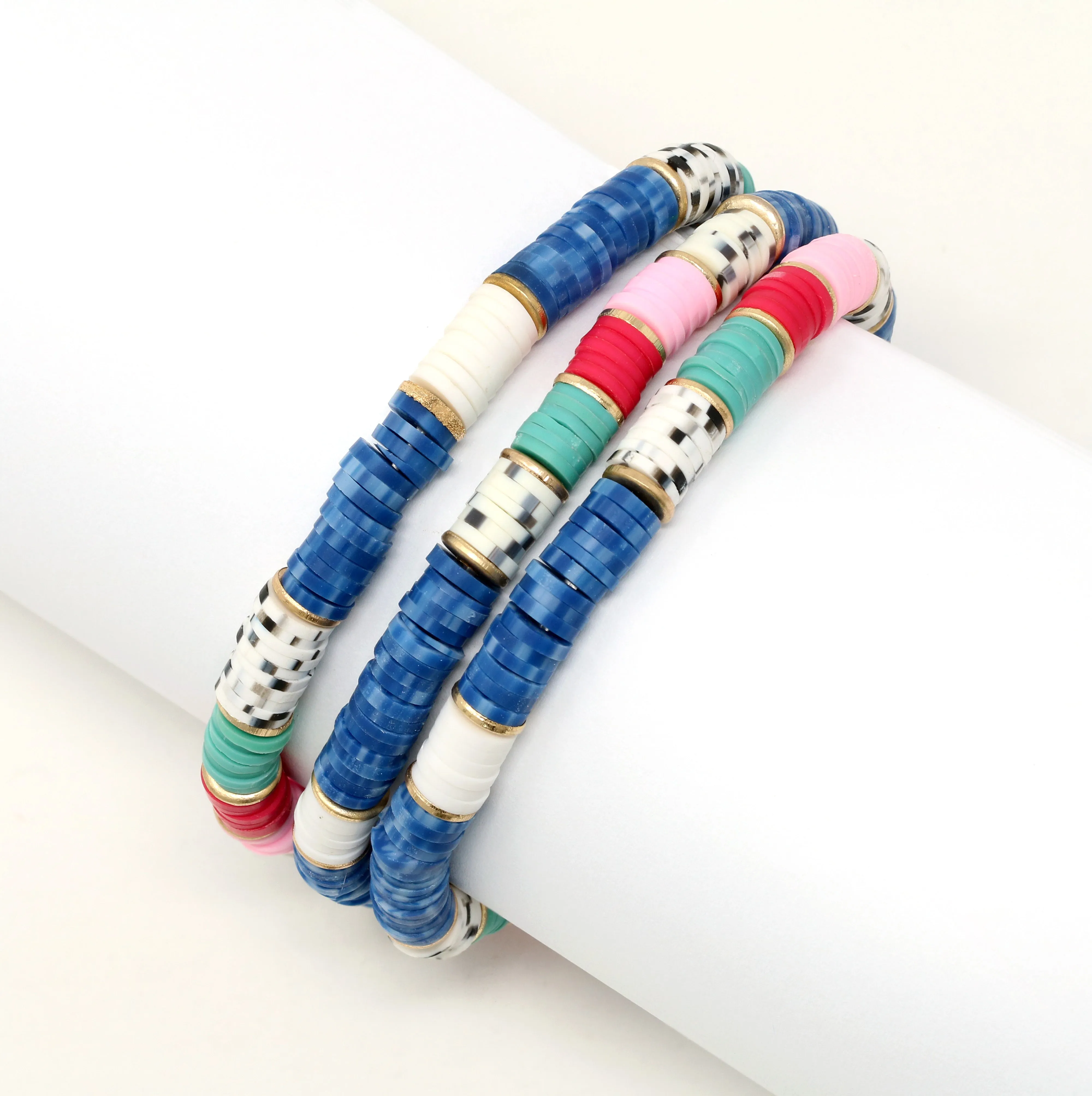 Rubber Bead Stackable Set of 3 Bracelets