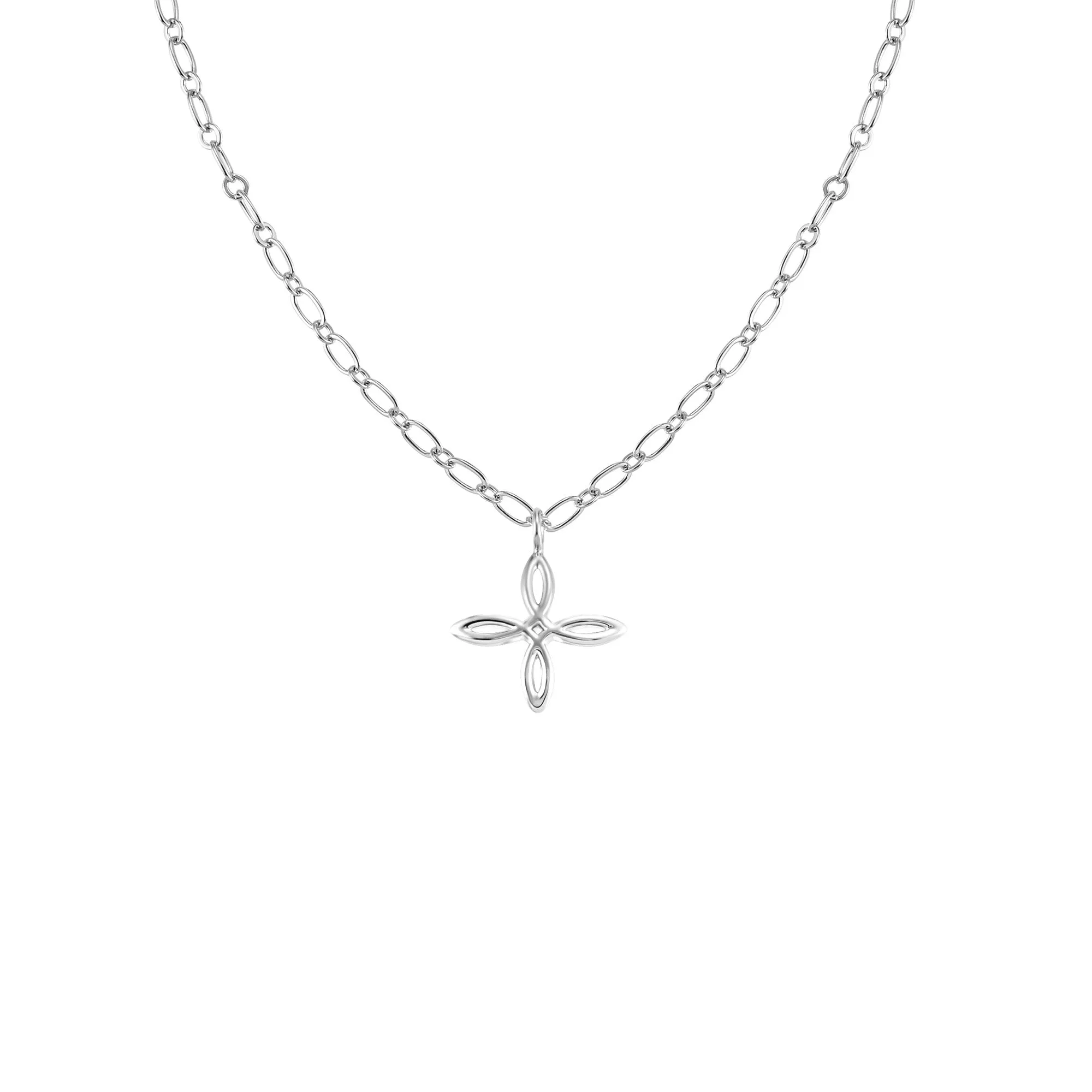 She's Classic Cross Drop Necklace in Silver