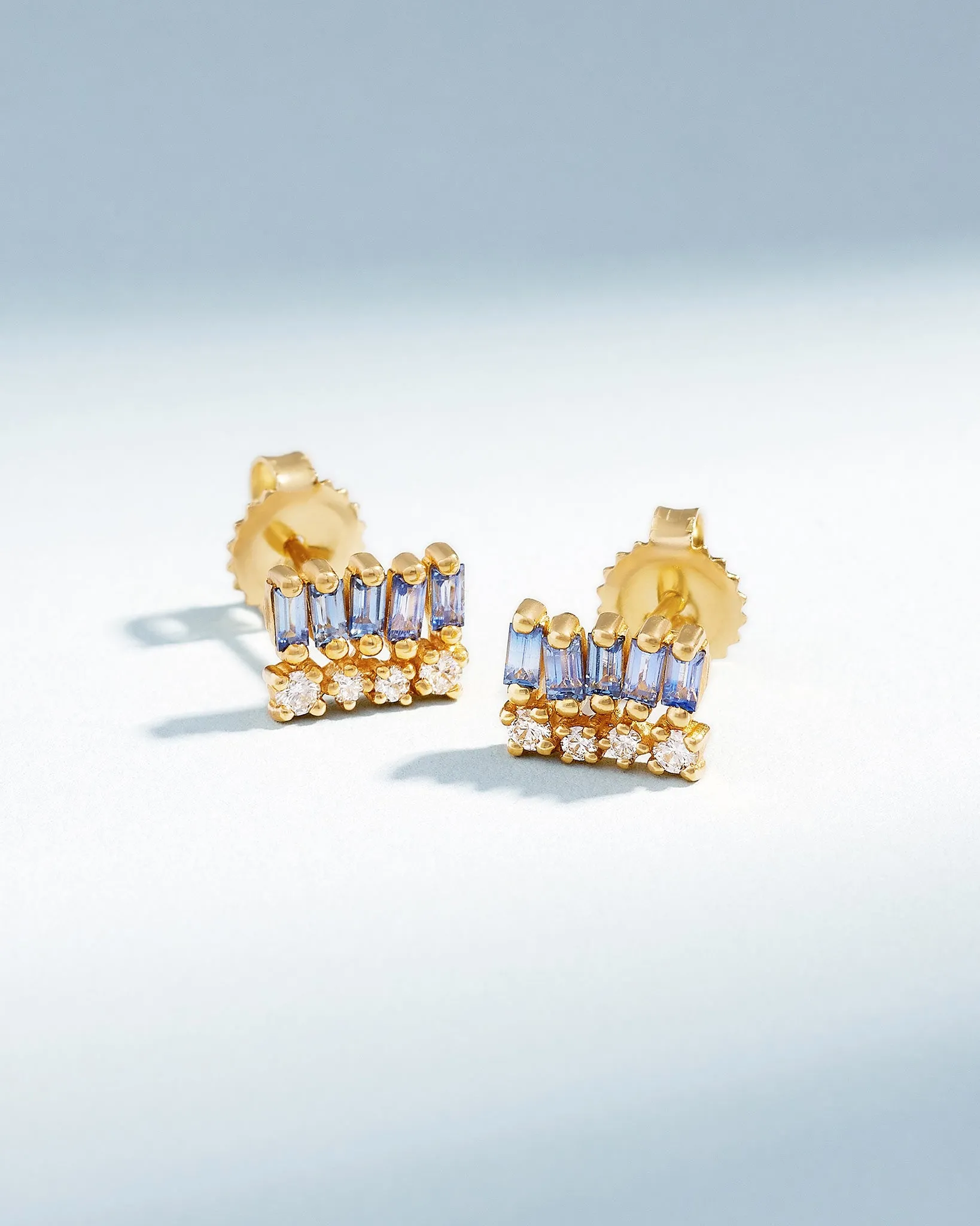 Short Stack Light Blue Sapphire Studs