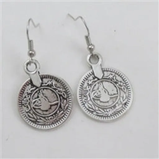 Silver Coin Drop Earrings