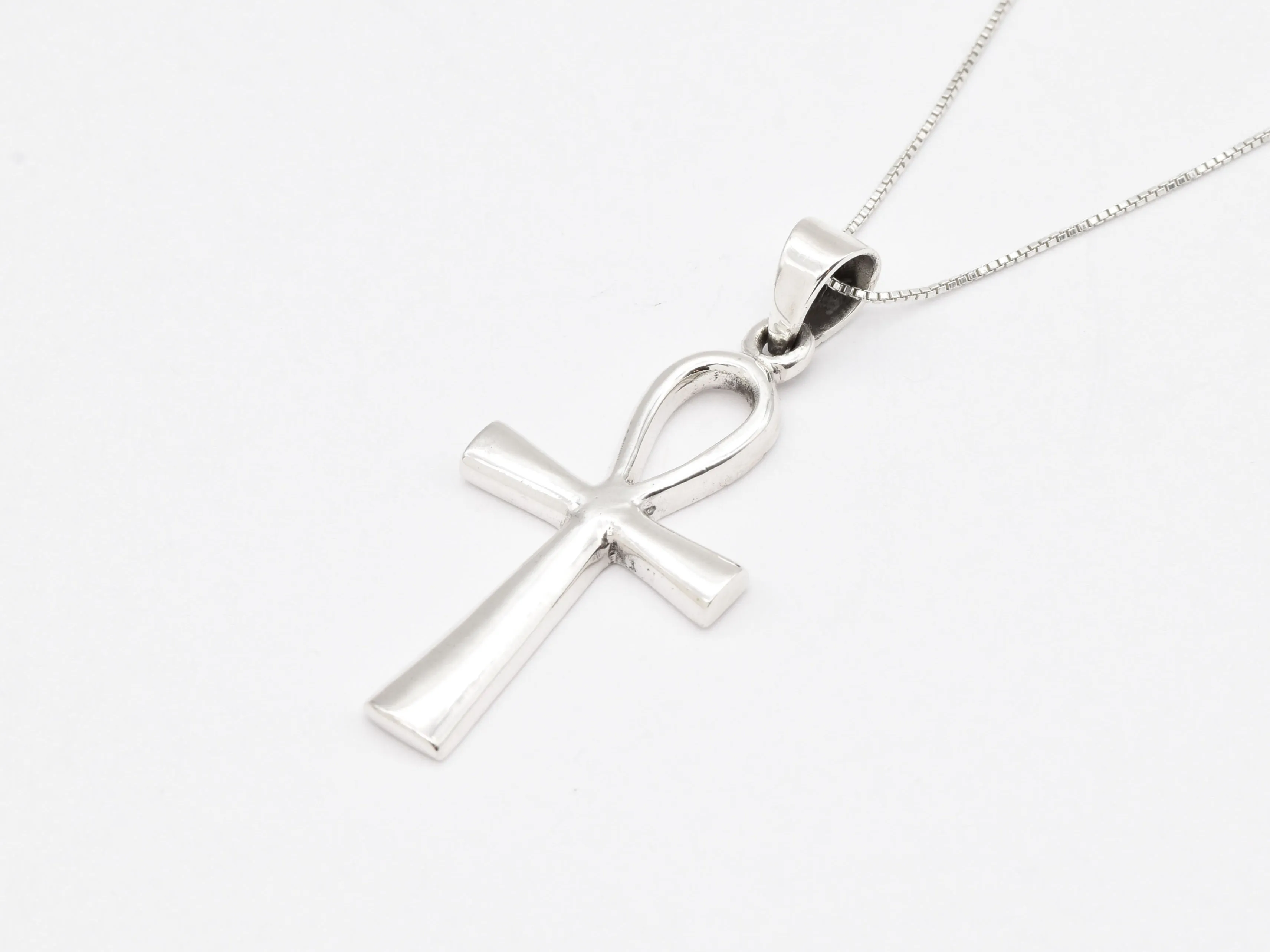 Silver Cross Necklace - Egyptian Ankh Pendant - Minimalist Cross Pendant