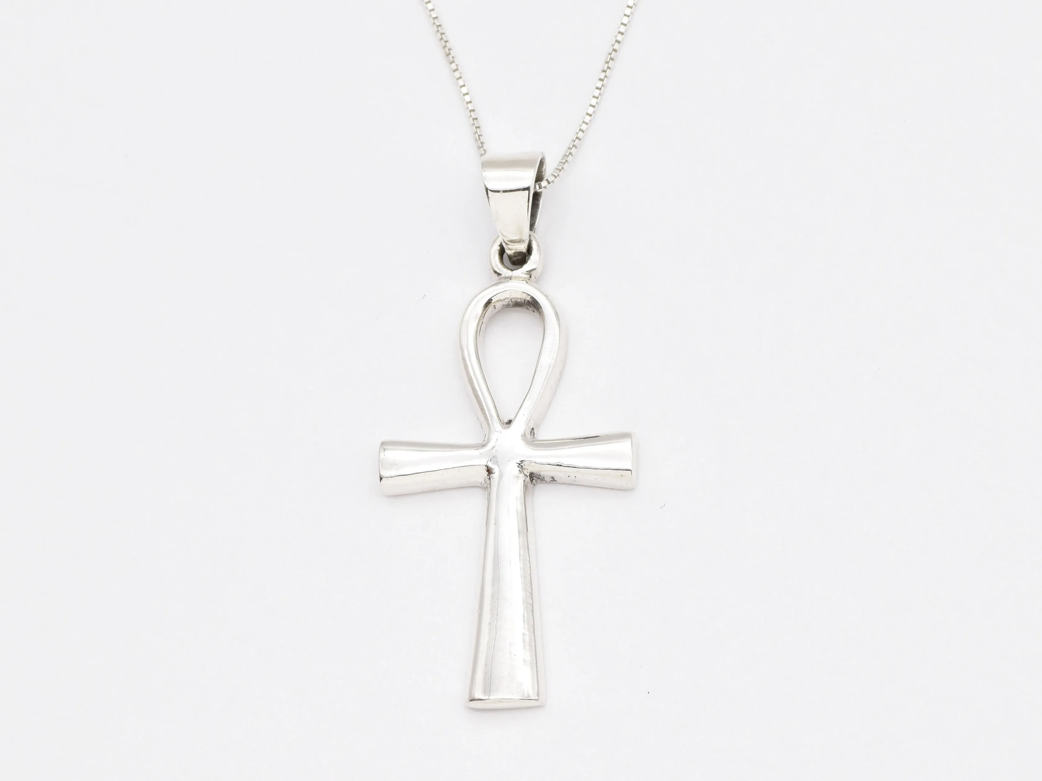 Silver Cross Necklace - Egyptian Ankh Pendant - Minimalist Cross Pendant