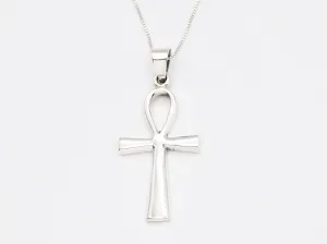 Silver Cross Necklace - Egyptian Ankh Pendant - Minimalist Cross Pendant