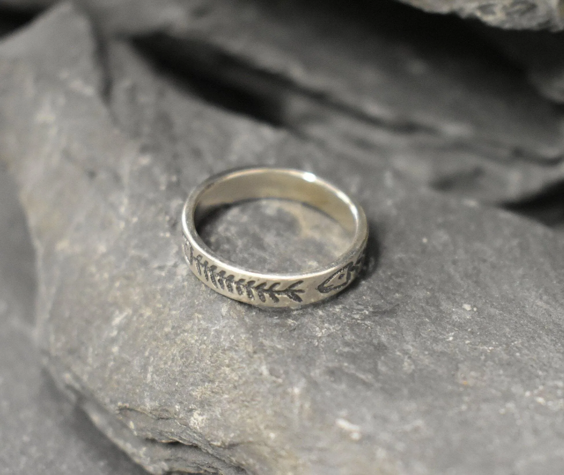 Silver Fish Bone Ring - Silver Fish Ring - Silver Stackable Band