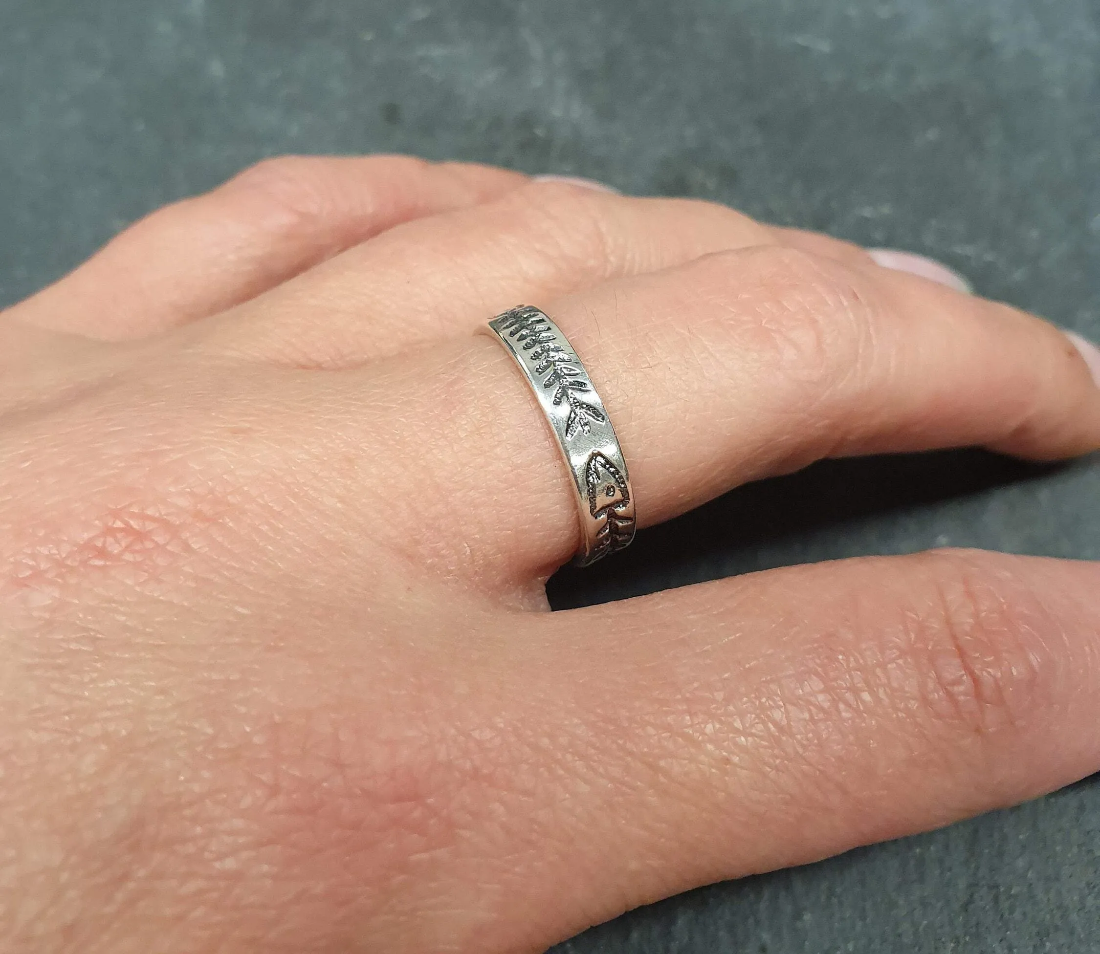 Silver Fish Bone Ring - Silver Fish Ring - Silver Stackable Band