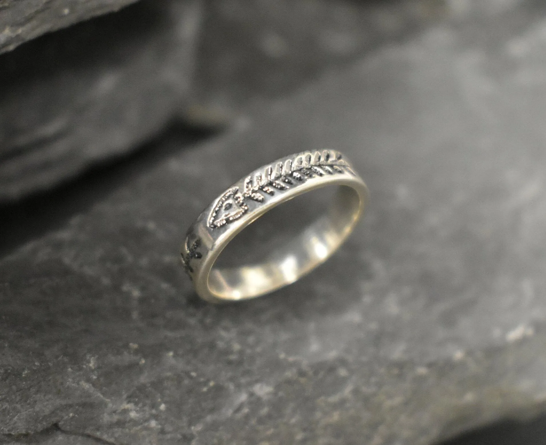 Silver Fish Bone Ring - Silver Fish Ring - Silver Stackable Band