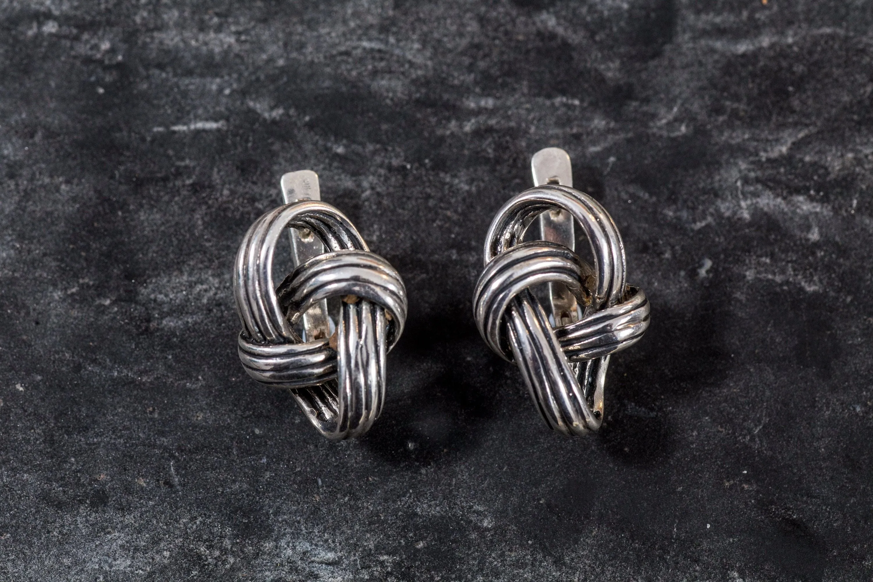 Silver Knot Earrings - Infinity Earrings - Drop Loop Studs