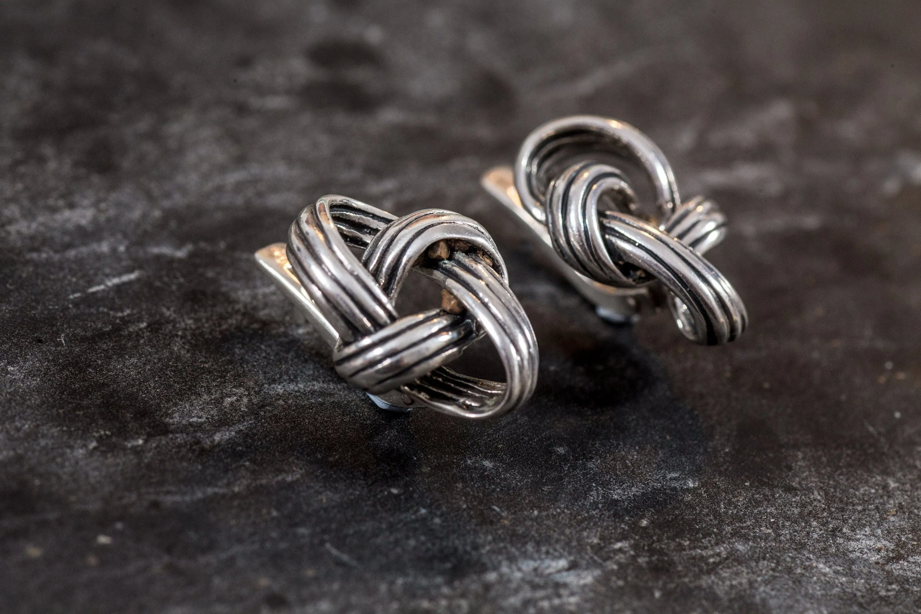 Silver Knot Earrings - Infinity Earrings - Drop Loop Studs