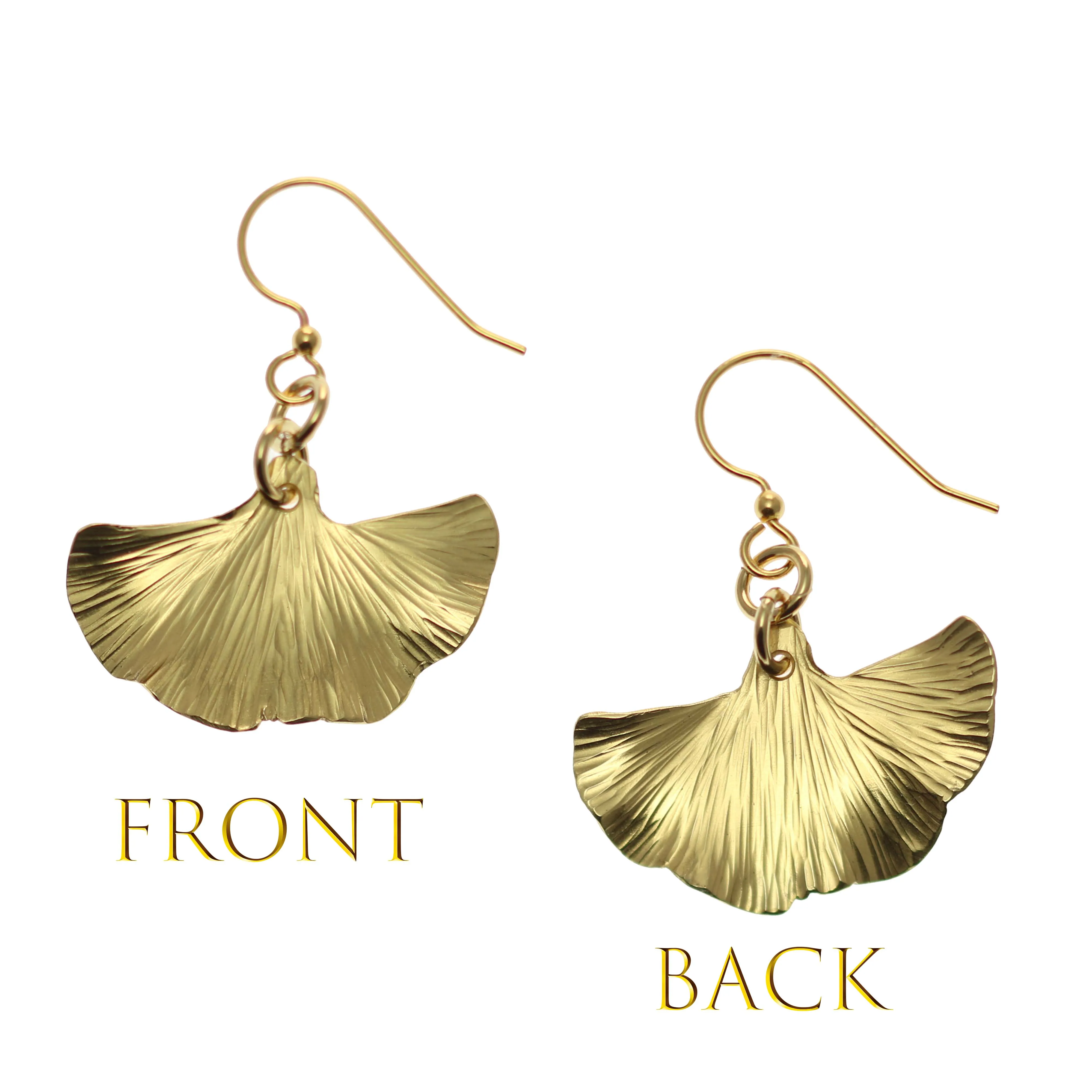 Small Nu Gold Brass Ginkgo Leaf Earrings