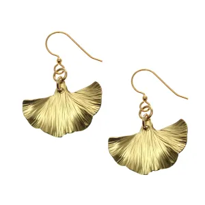 Small Nu Gold Brass Ginkgo Leaf Earrings