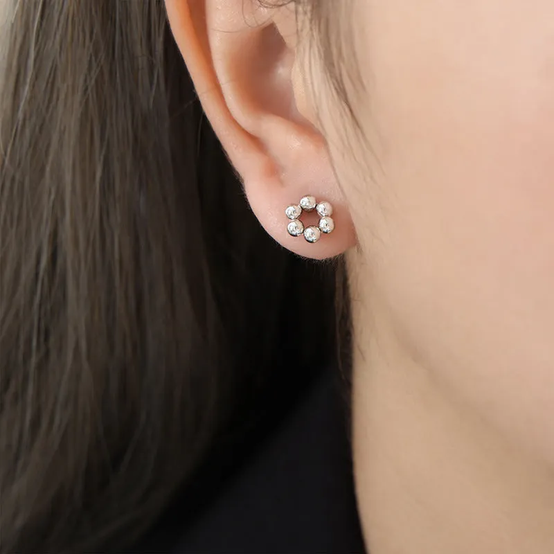 Steel Ball Flower Shape Earrings for Women by Planderful Collection - Everyday Genie Series