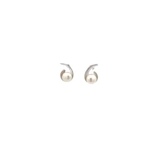 Sterling Silver Pearl Cup Earrings