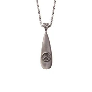 Tear Drop Peace Sign Steel Chain Necklace