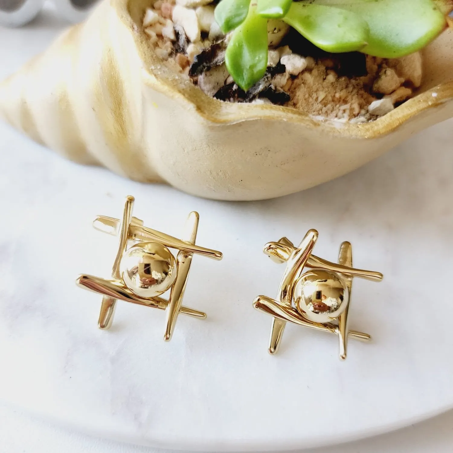 Tic Tac Toe Studs Earrings