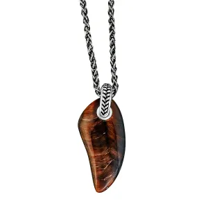 Tiger Eye Gemstone Horn Necklace Pendant