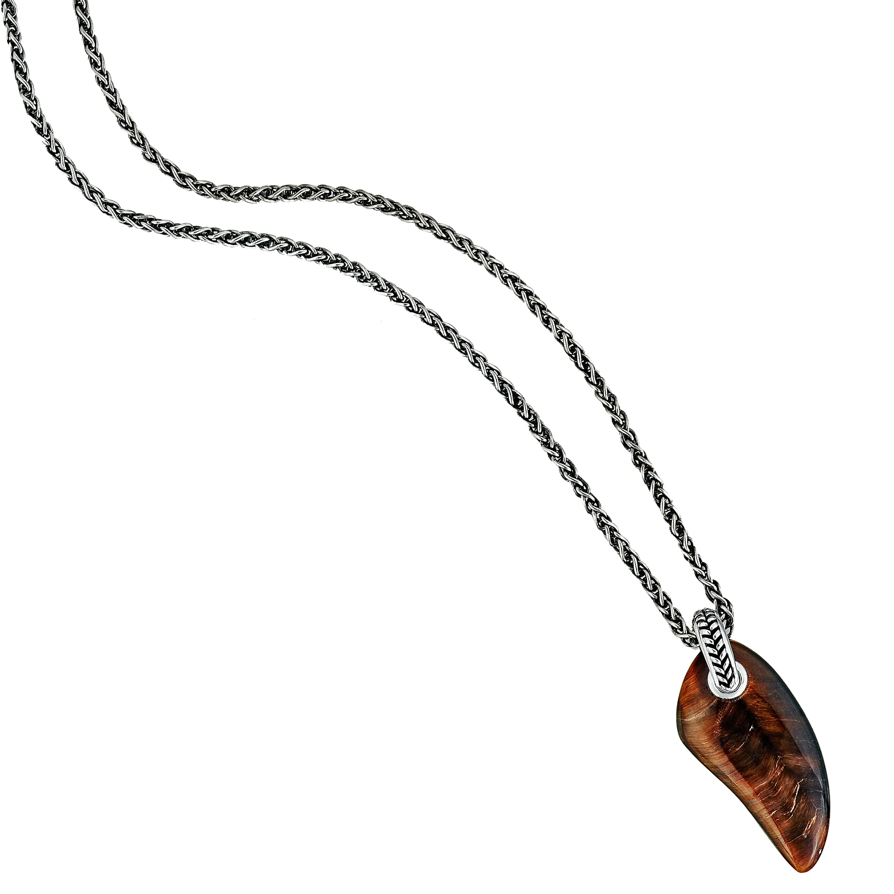 Tiger Eye Gemstone Horn Necklace Pendant