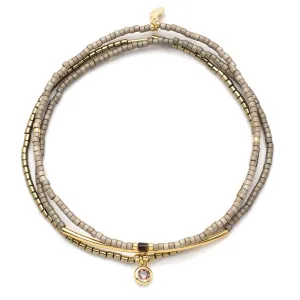 Tonal Chromacolor Miyuki Bracelet Trio - Pewter & Gold