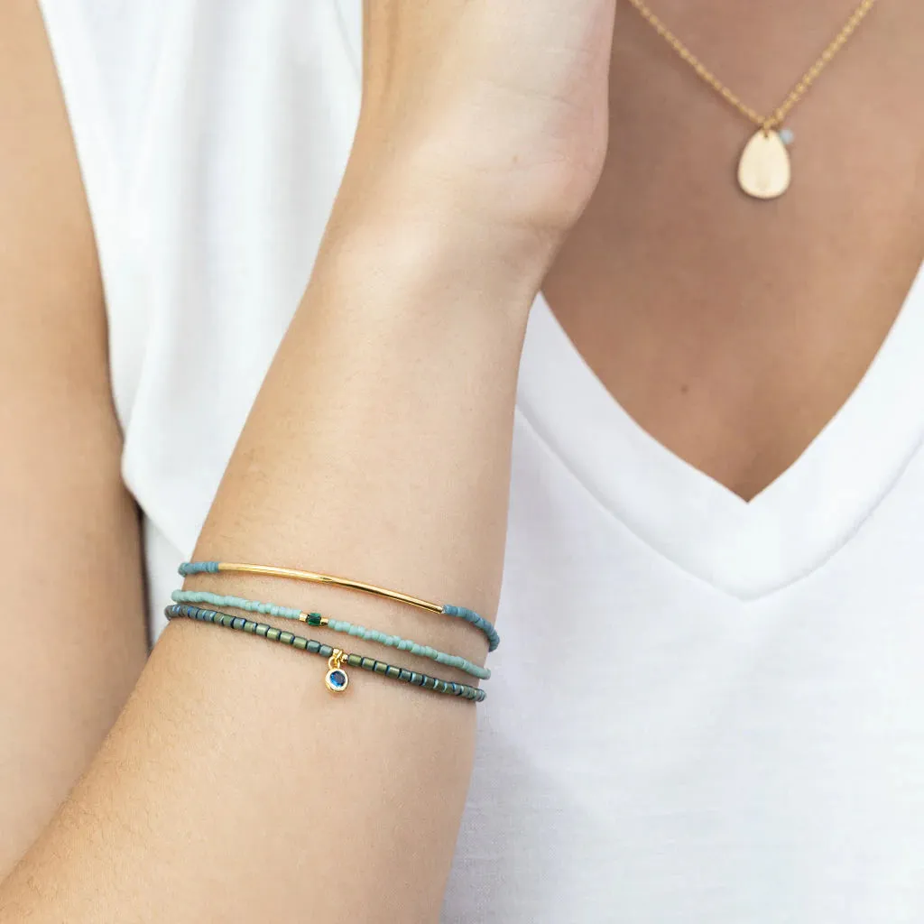 Tonal Chromacolor Miyuki Bracelet Trio | Turquoise/Gold