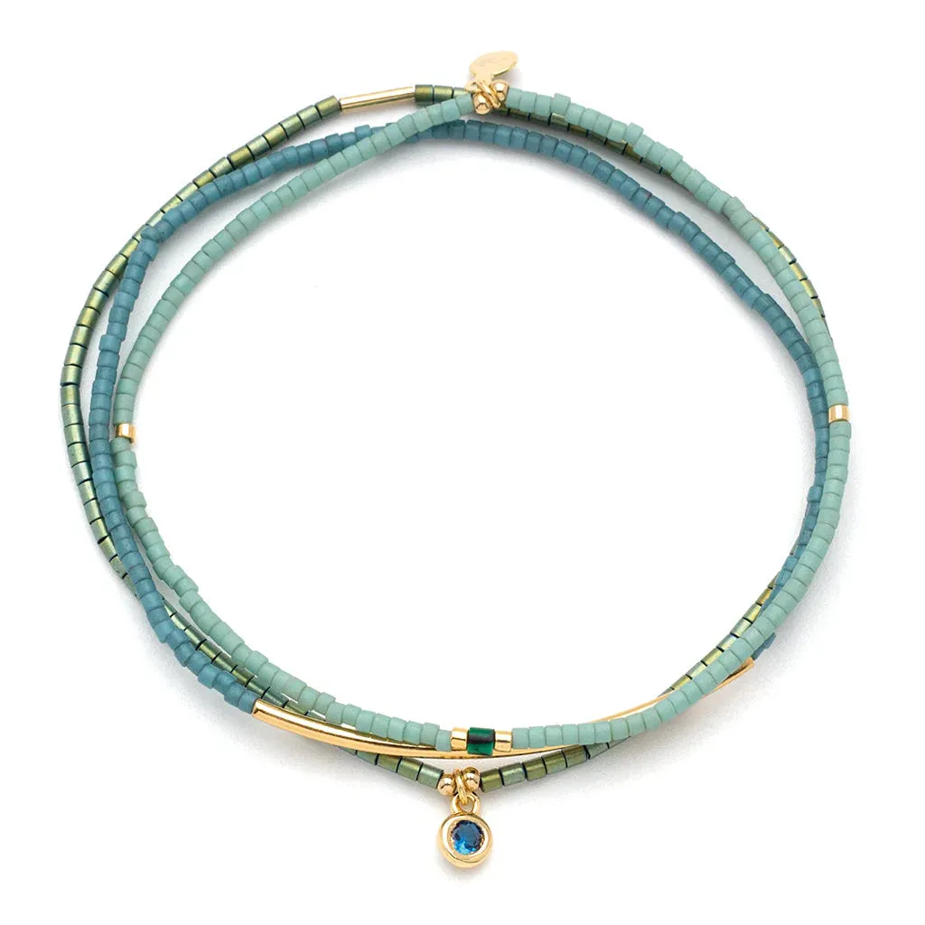 Tonal Chromacolor Miyuki Bracelet Trio | Turquoise/Gold