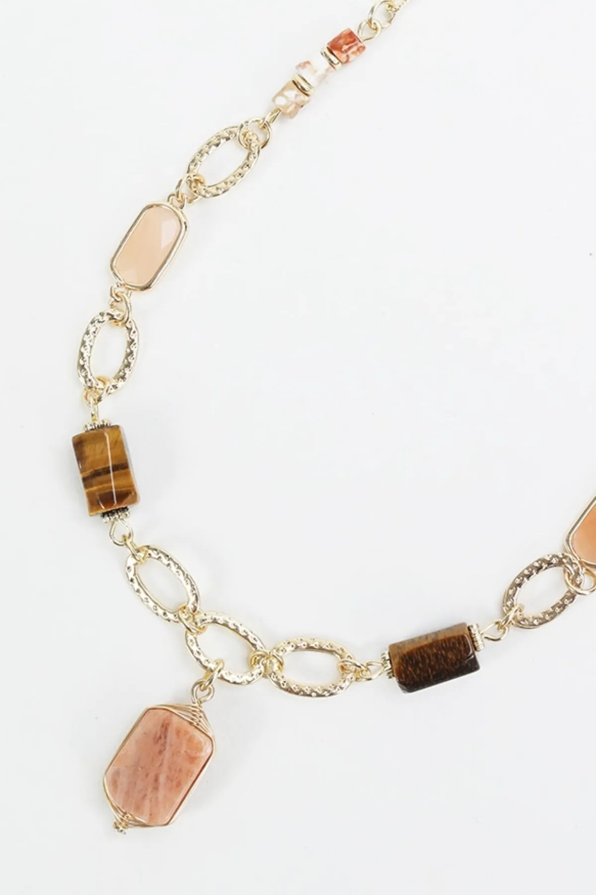 Topaz Beaded Gold Link Necklace