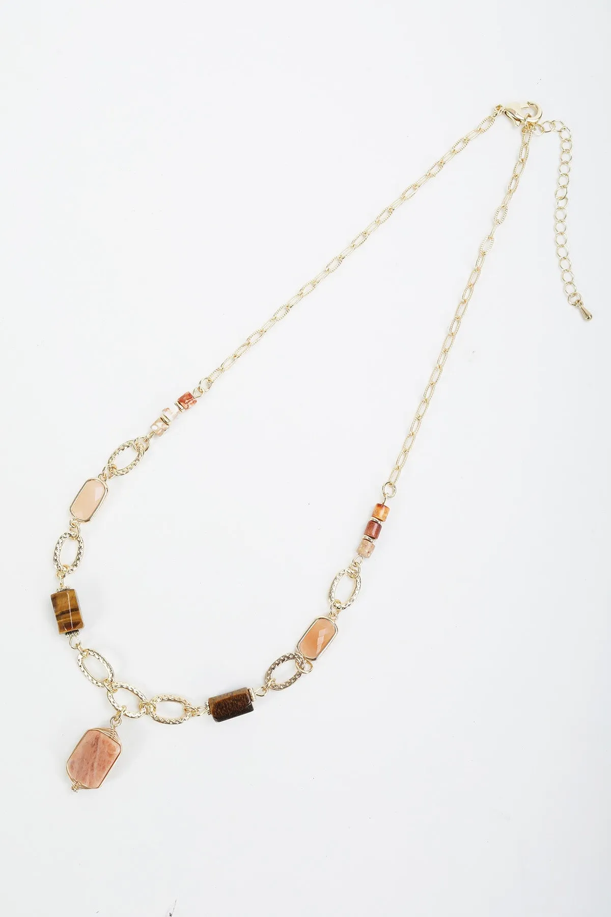 Topaz Beaded Gold Link Necklace