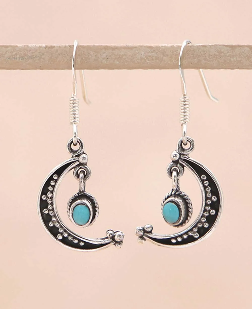 Turquoise Crescent Moon Earrings