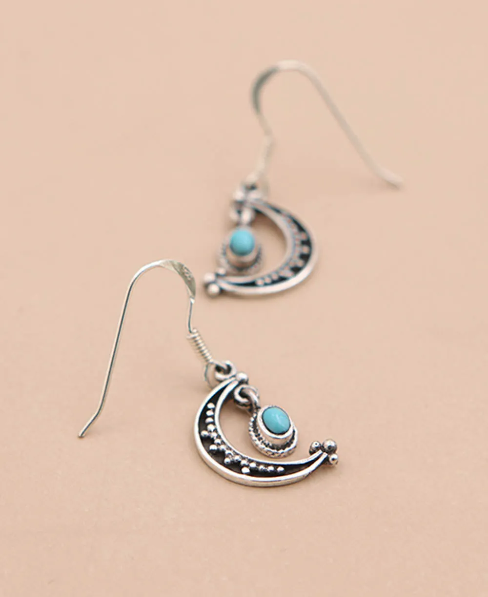 Turquoise Crescent Moon Earrings