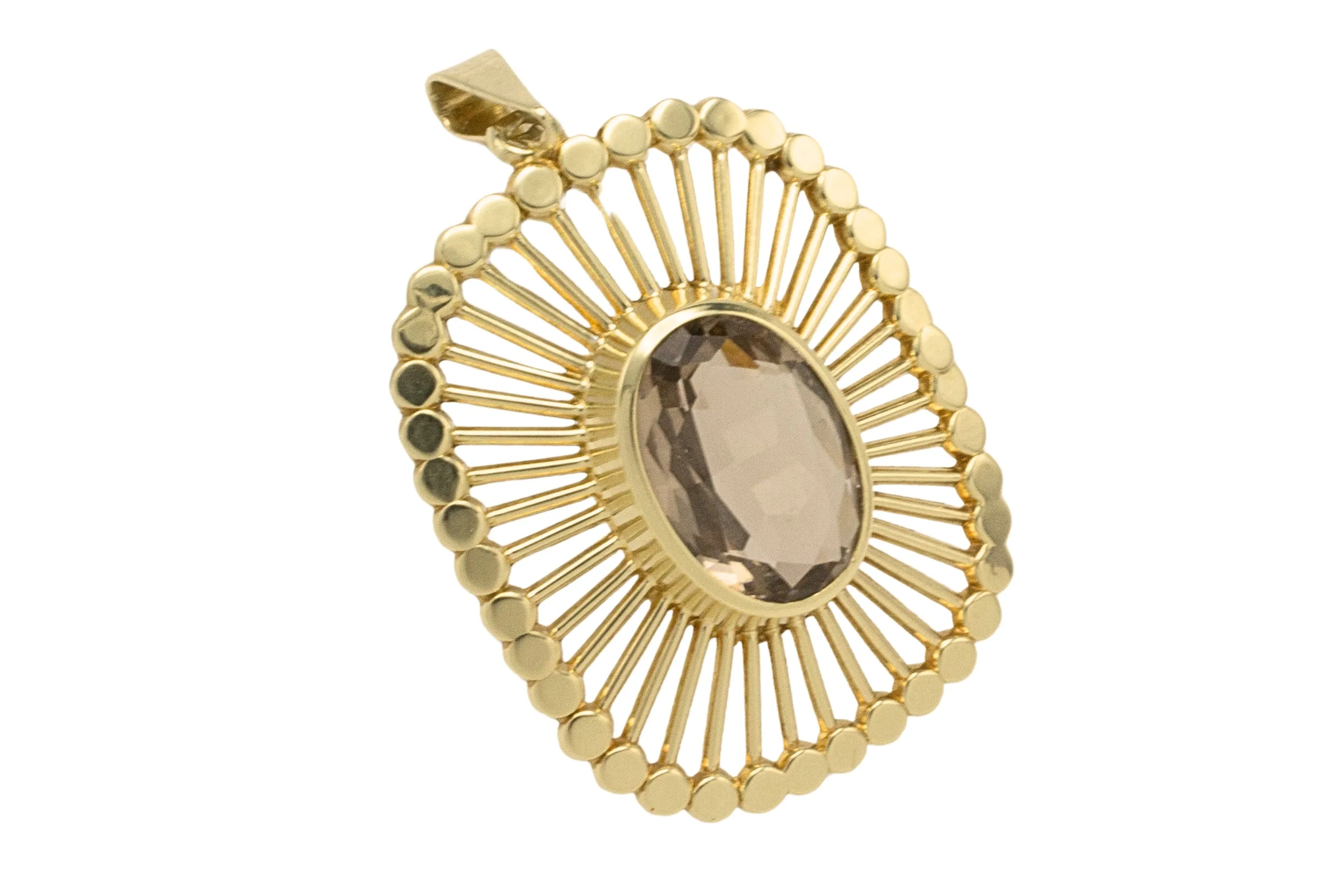 Vintage smoked quartz pendant in 14 carat gold