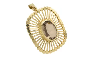 Vintage smoked quartz pendant in 14 carat gold