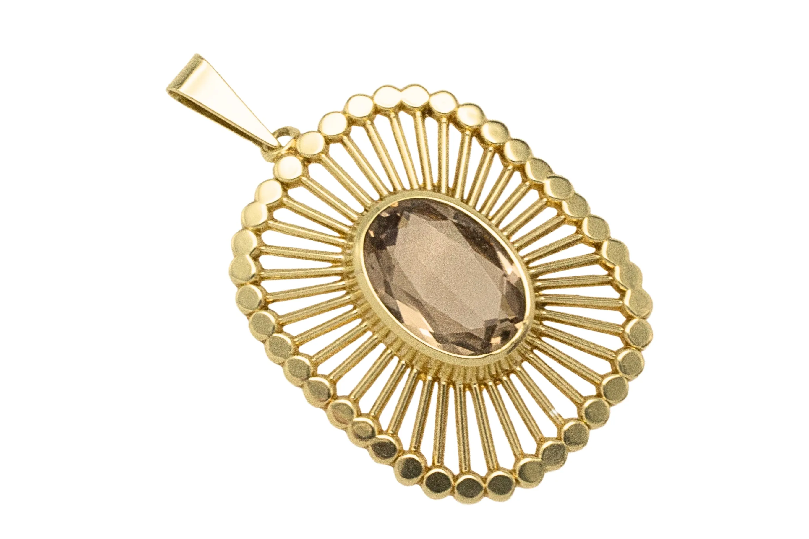 Vintage smoked quartz pendant in 14 carat gold