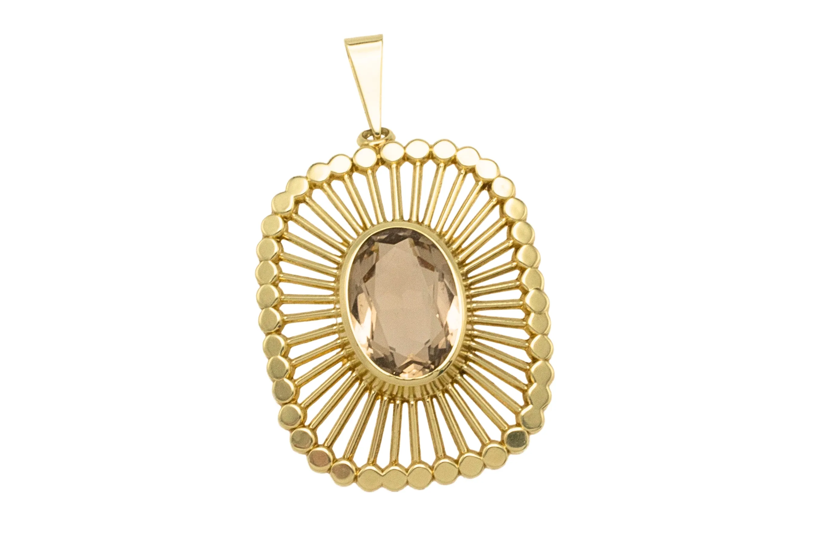 Vintage smoked quartz pendant in 14 carat gold