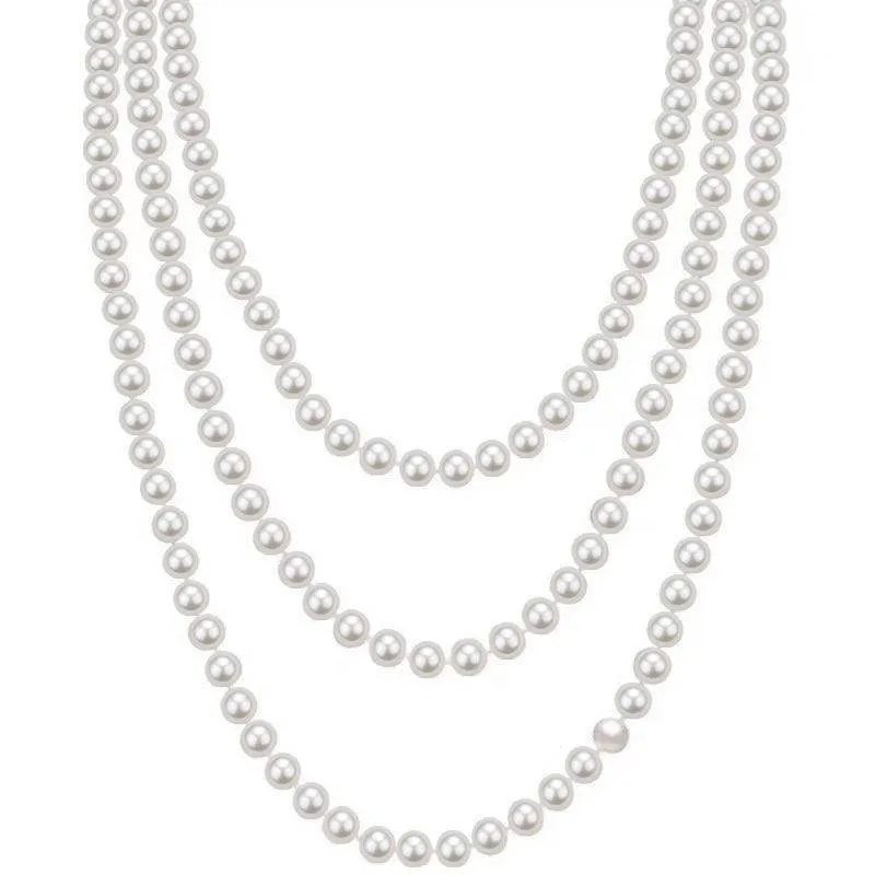 White 68" Length Freshwater Pearl Necklace