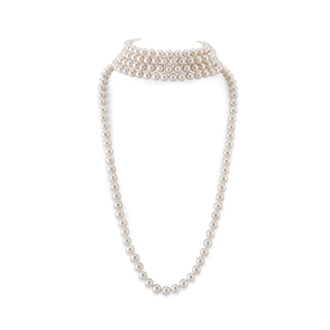 White 68" Length Freshwater Pearl Necklace