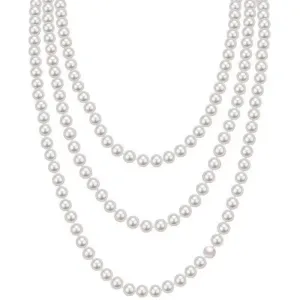 White 68" Length Freshwater Pearl Necklace