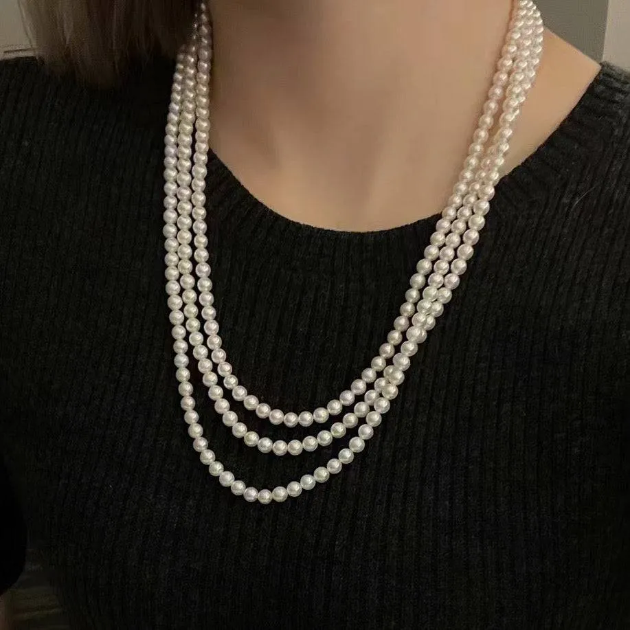 White 68" Length Freshwater Pearl Necklace