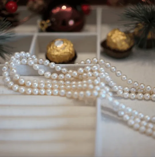 White 68" Length Freshwater Pearl Necklace