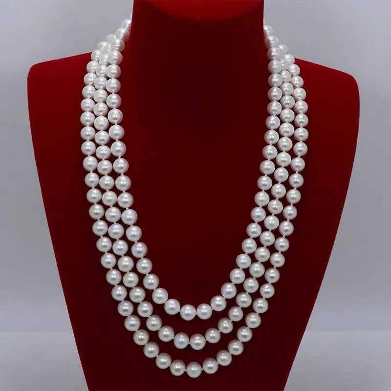 White 68" Length Freshwater Pearl Necklace